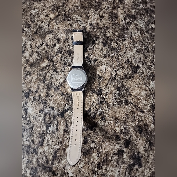 Coach Women's Watch Rose Gold Flowers W/ Black Leather Band - Picture 2 of 2